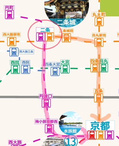 京都市の鉄道マップ