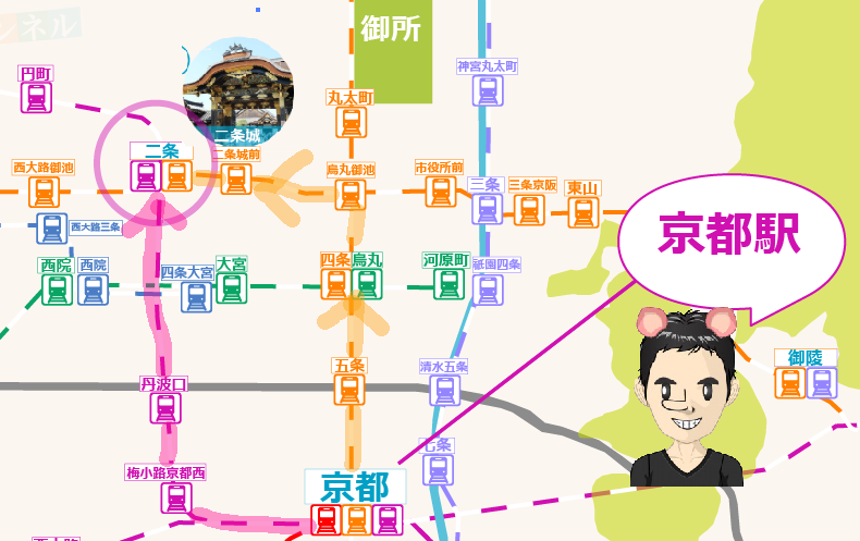 京都市の鉄道マップ