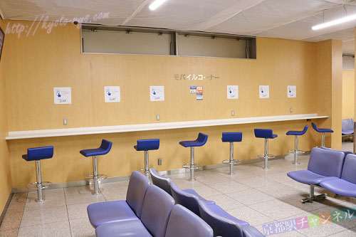 新幹線コンコースの待合室のモバイルコーナー