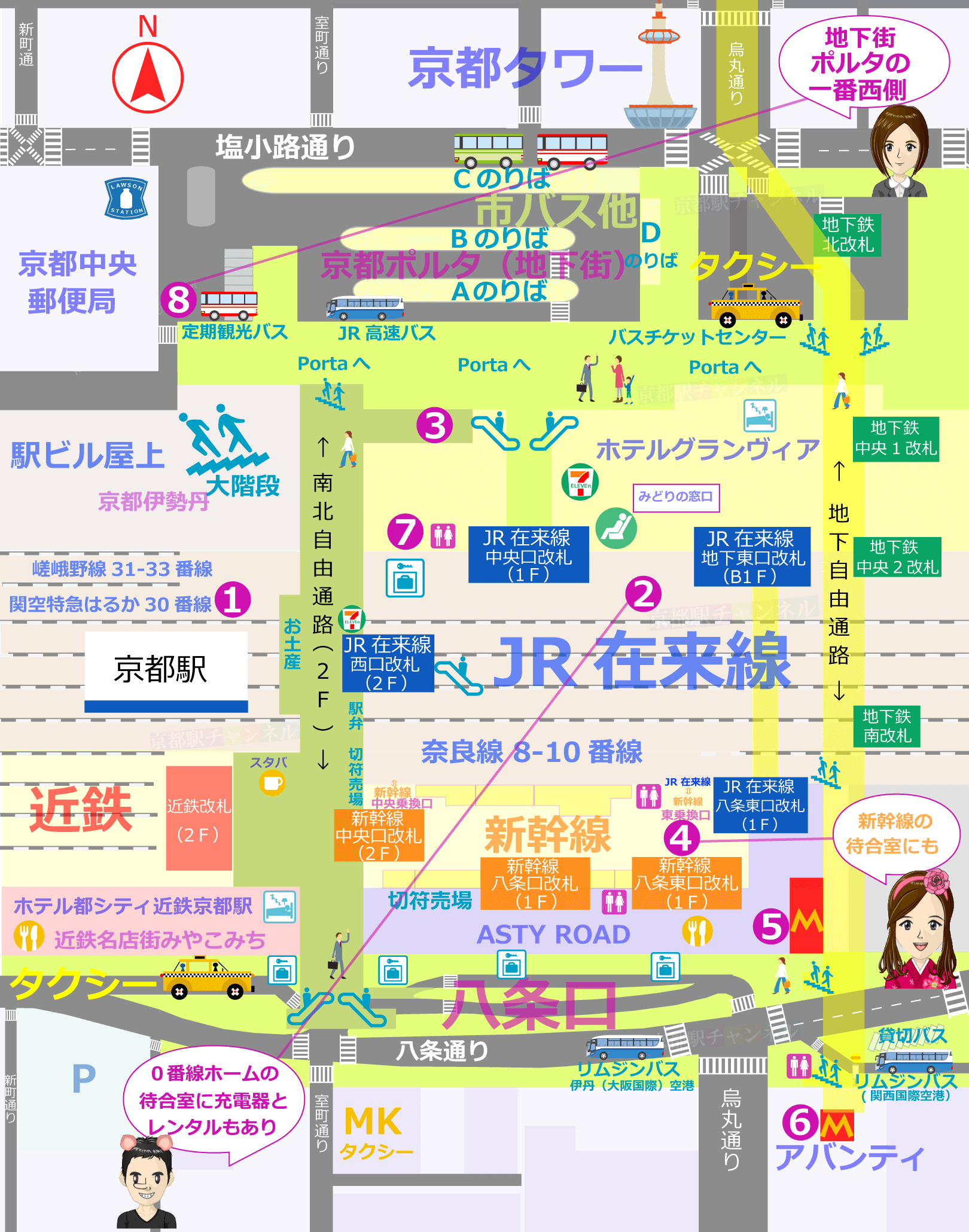 京都駅周辺の充電器マップ