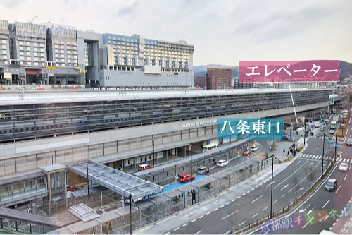 八条東口の地下へのエレベーター