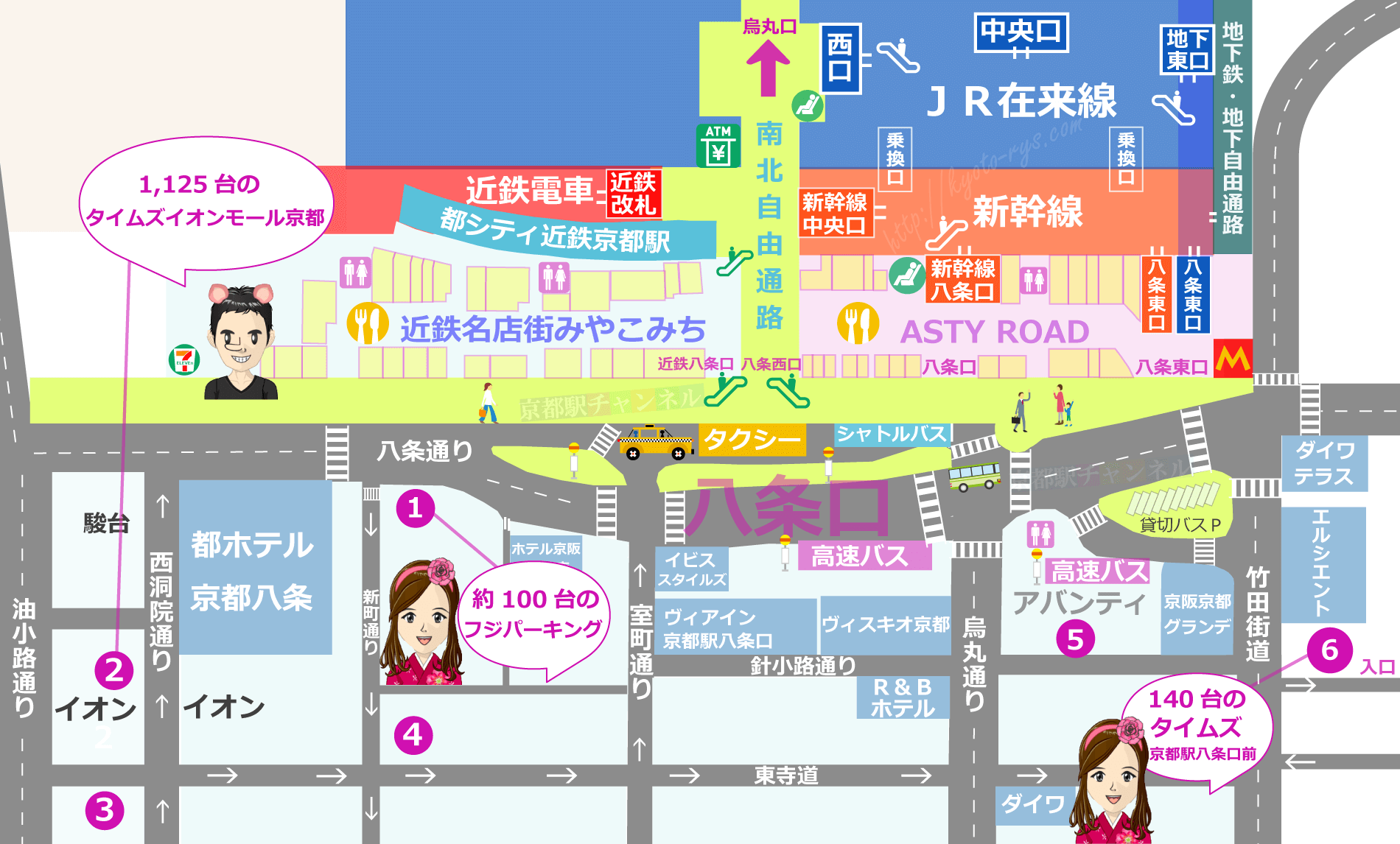 京都駅八条口の駐車場マップ