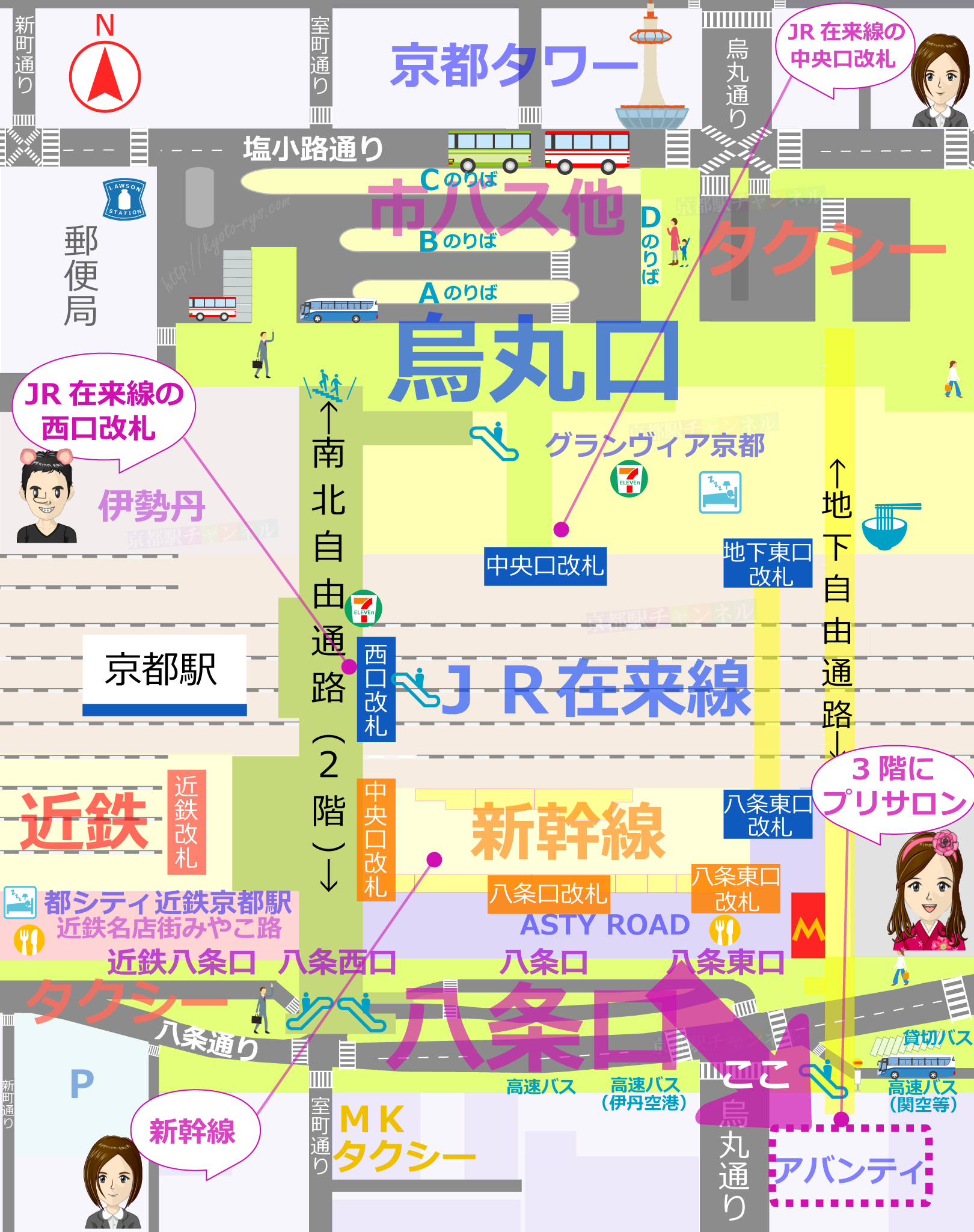 京都駅の全体図とプリクラのマップ