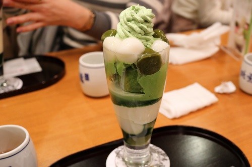 生茶ゼリーと抹茶アイス