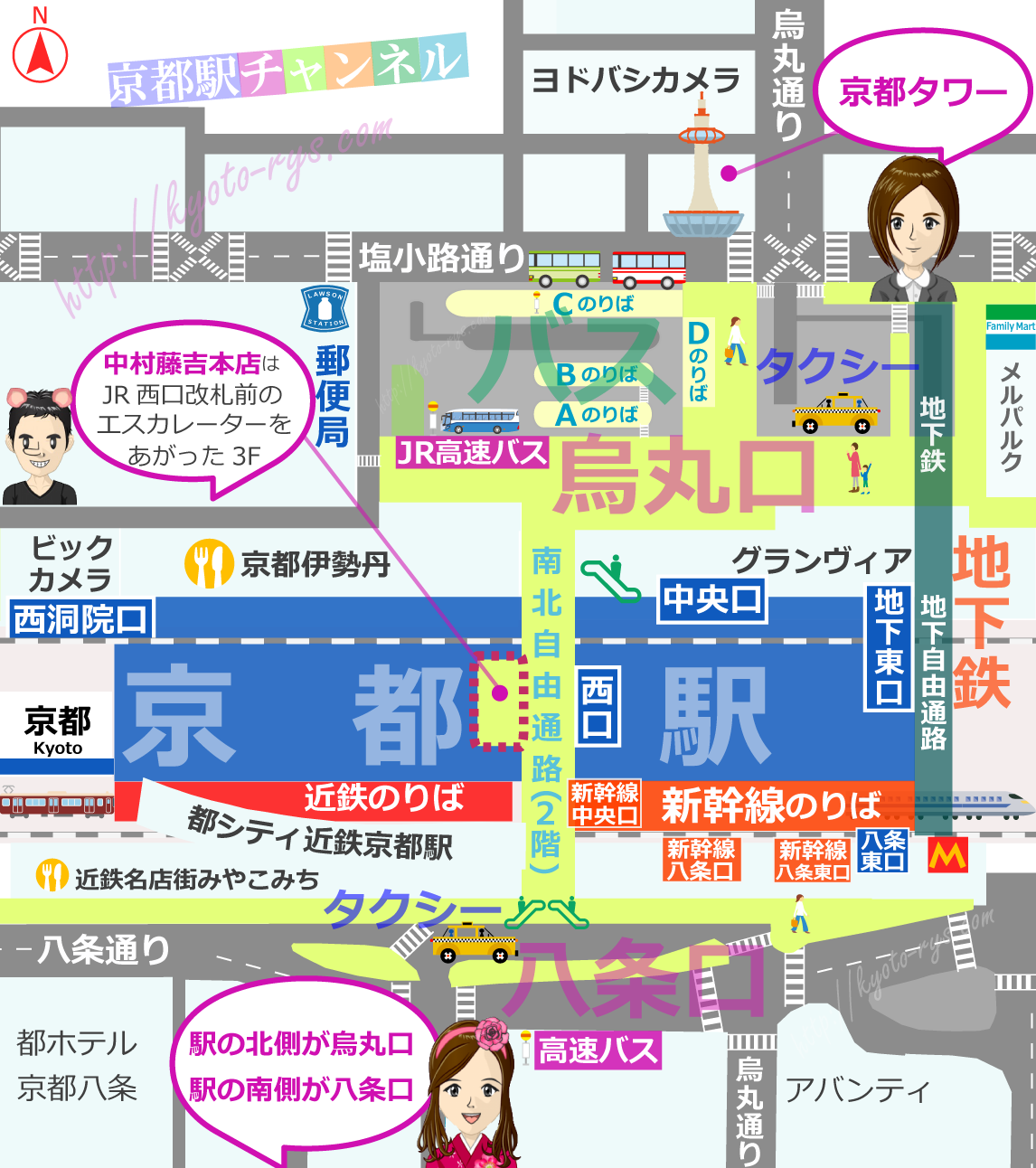 中村藤吉本店と京都駅のマップ