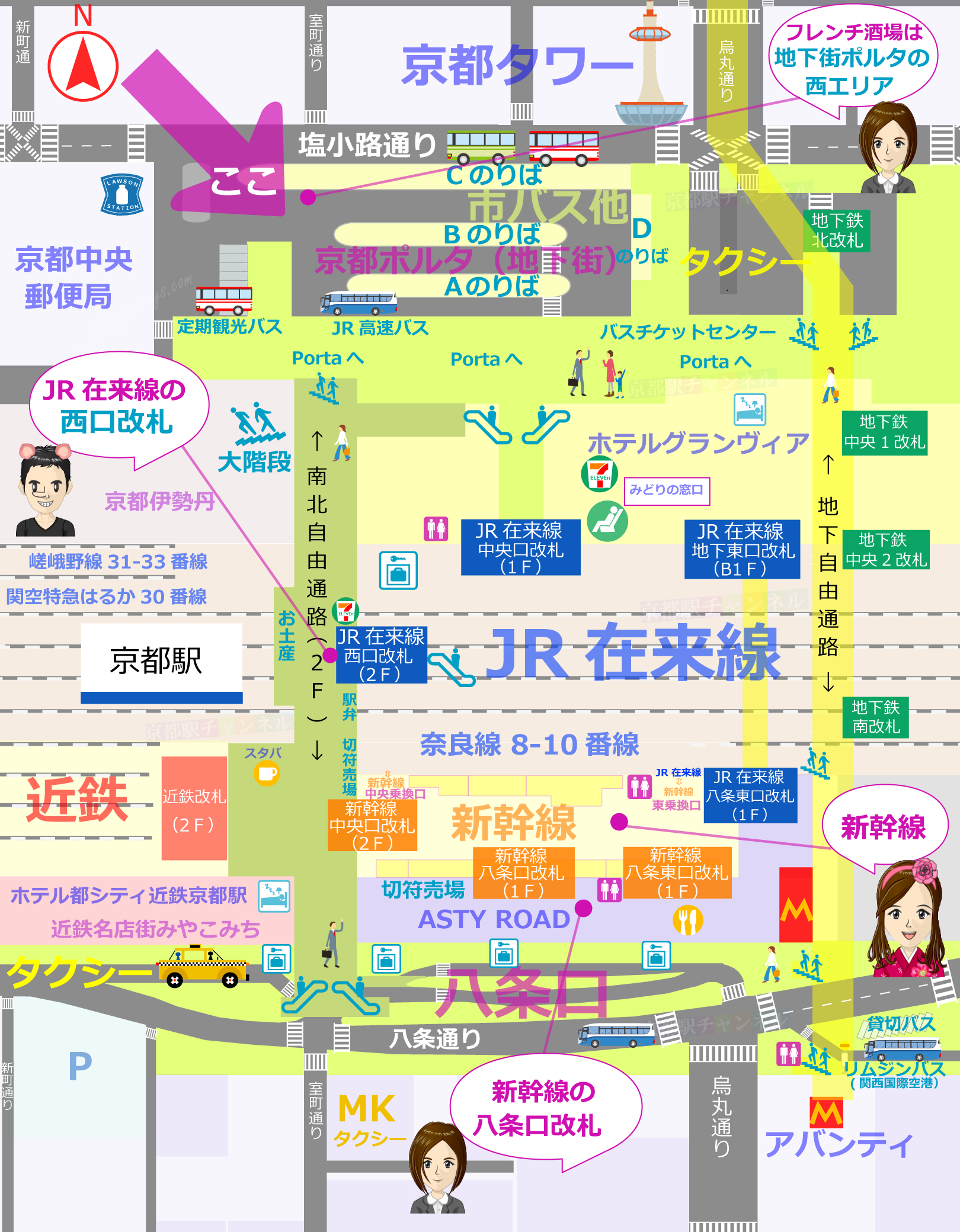 京都駅とフレンチ酒場GOLDのマップ