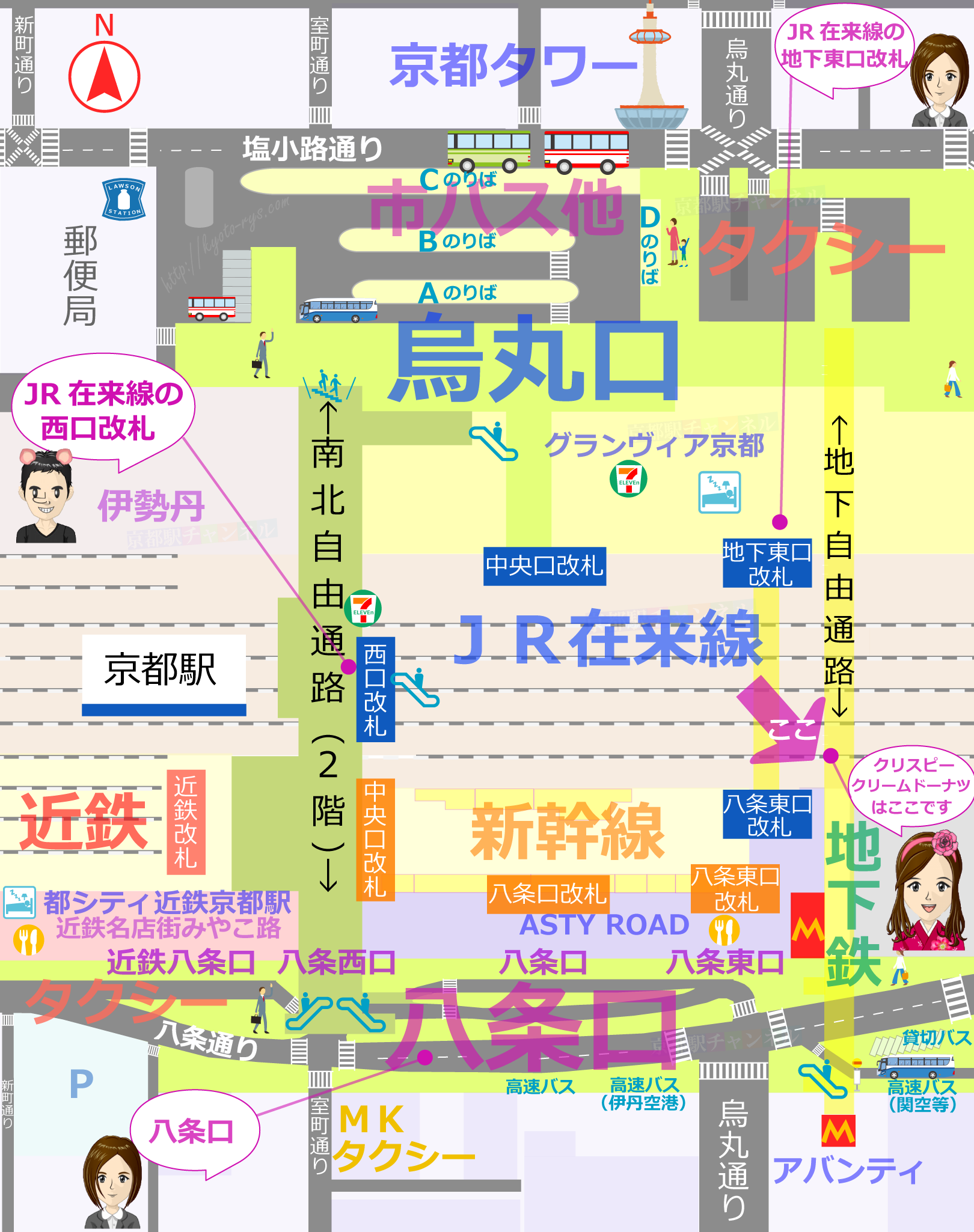 京都駅のクリスピークリームドーナツのマップ