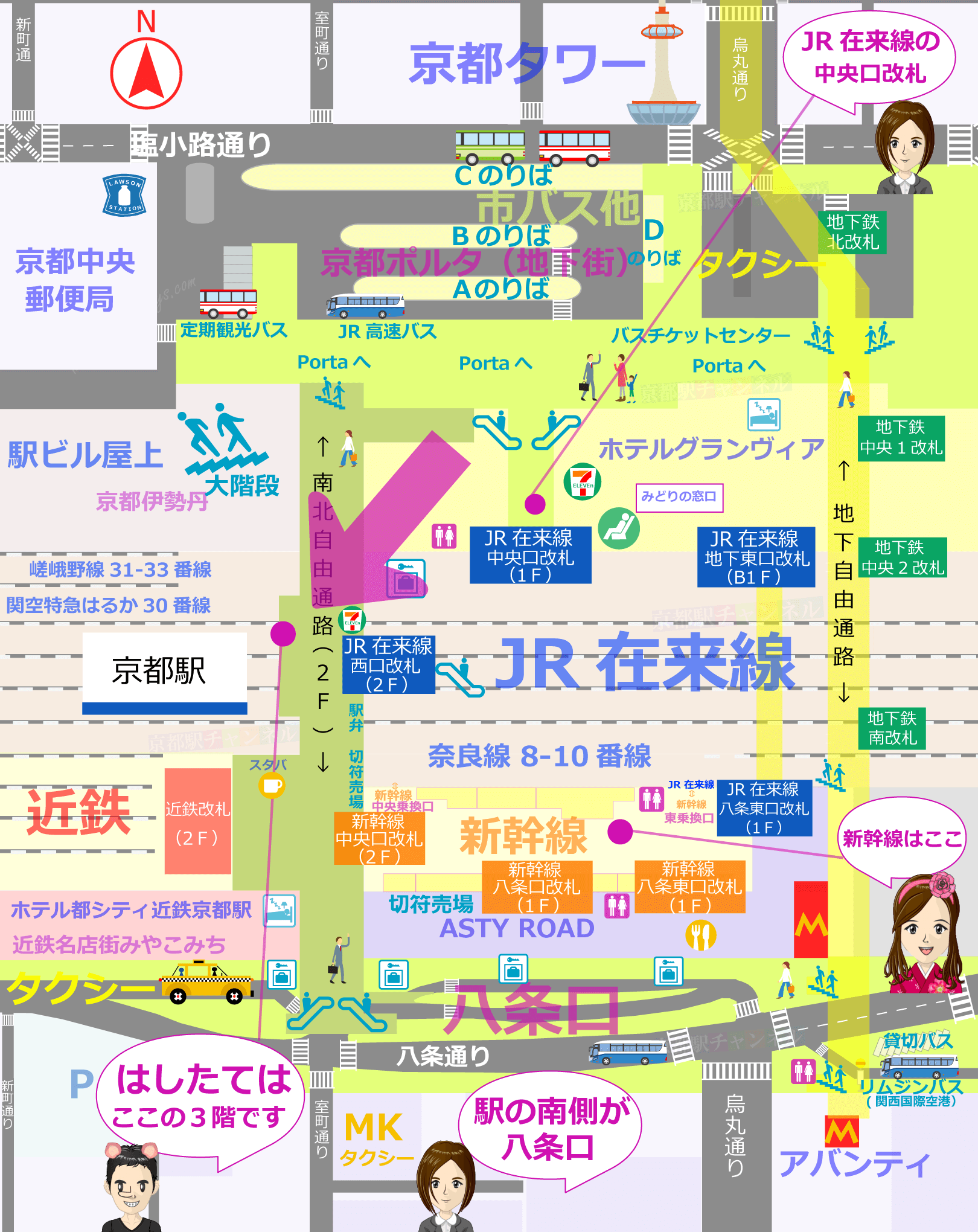 京都駅のはしたての地図