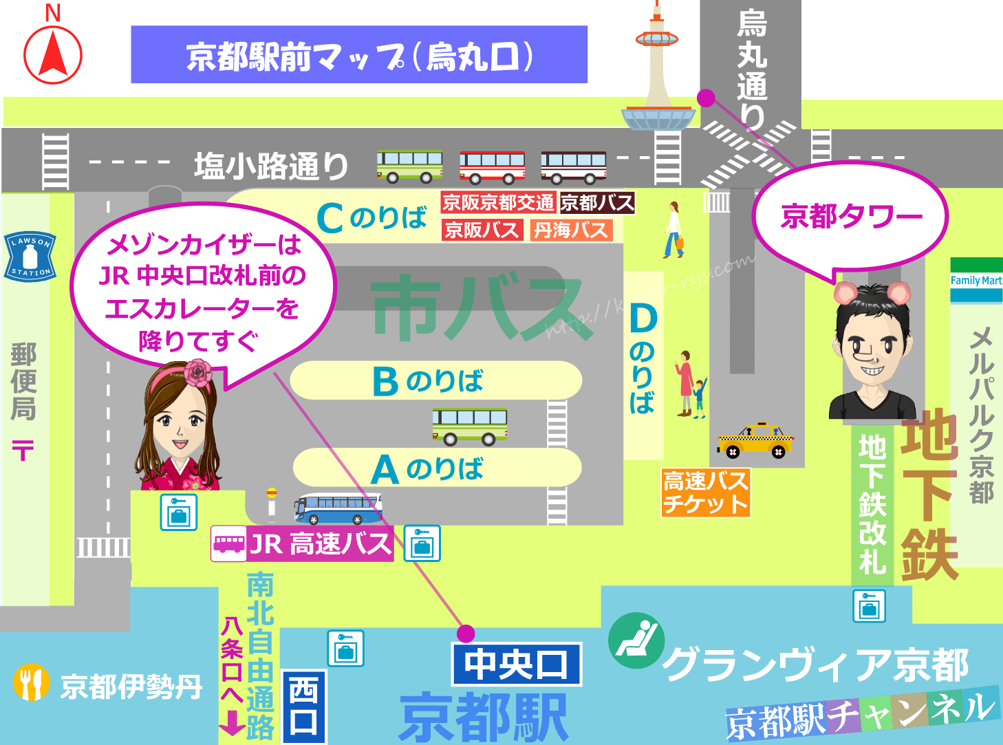 京都駅のメゾンカイザーの地図