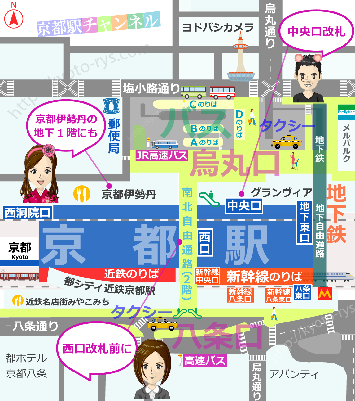 京都駅のブルディガラ・エクスプレスの地図