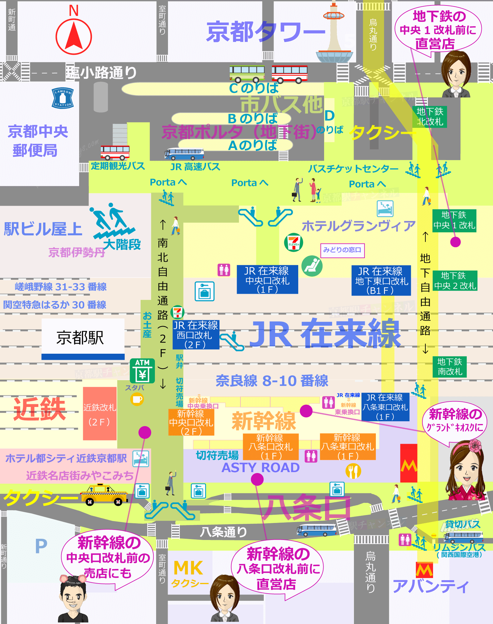 京都駅の地図と志津屋の販売場所