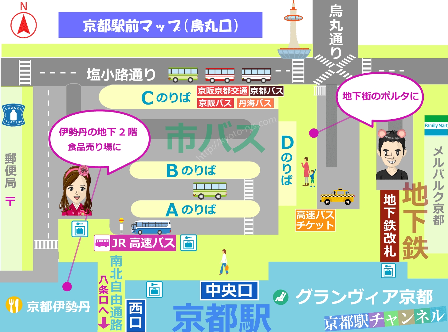 京都駅の竹中罐詰の「天の橋立シリーズ」販売店マップ