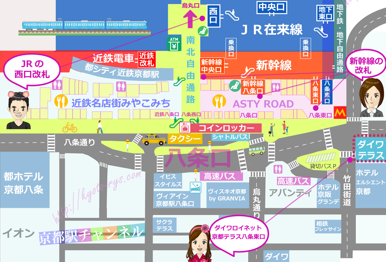 京都駅と三井ガーデンホテル京都駅前の地図