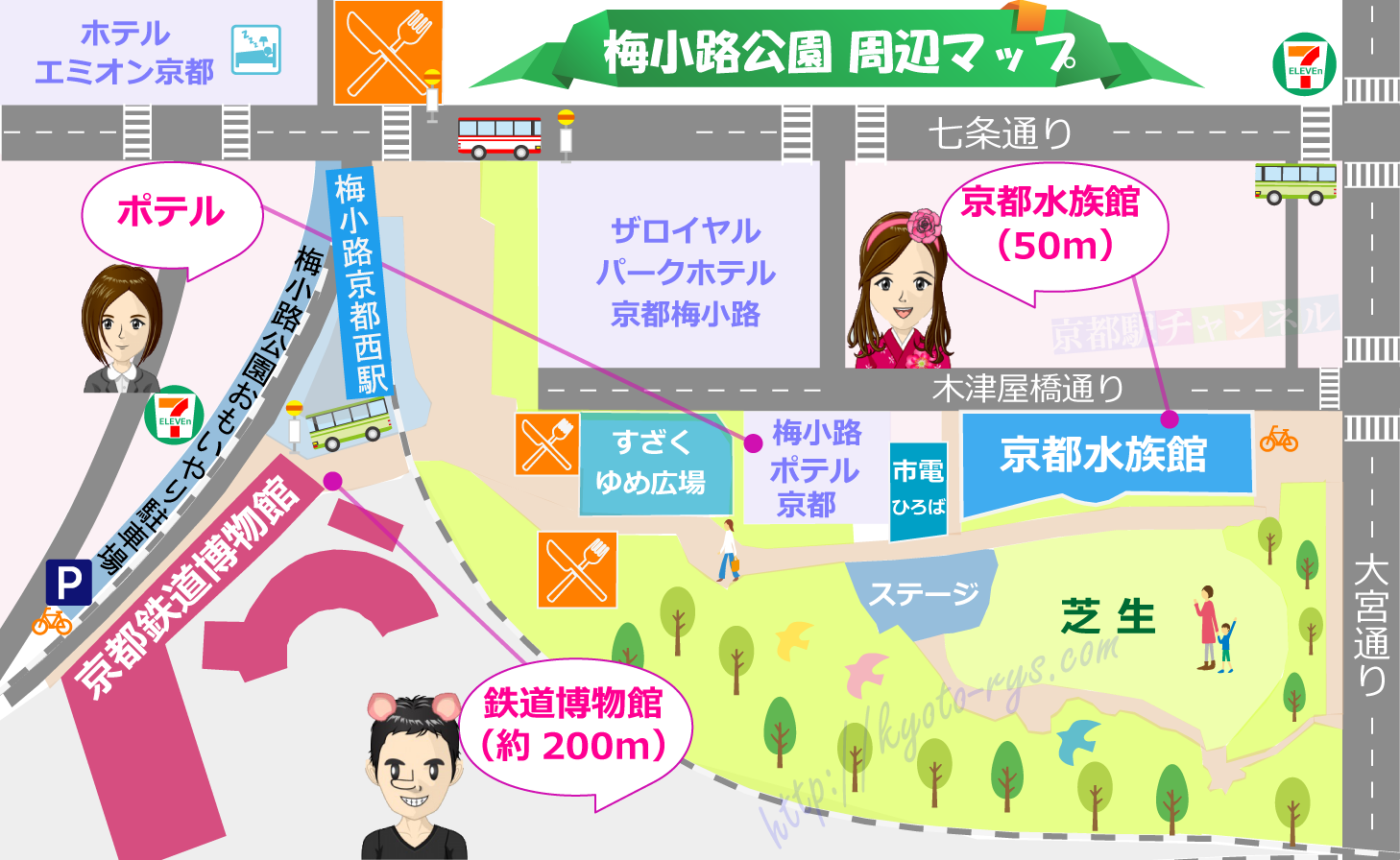 梅小路京都西駅周辺のマップ
