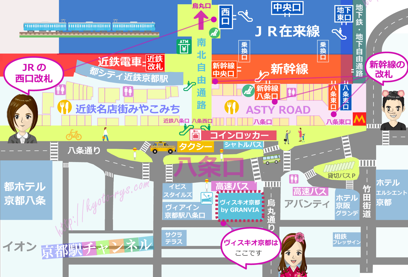 京都駅とヴィスキオ京都の地図