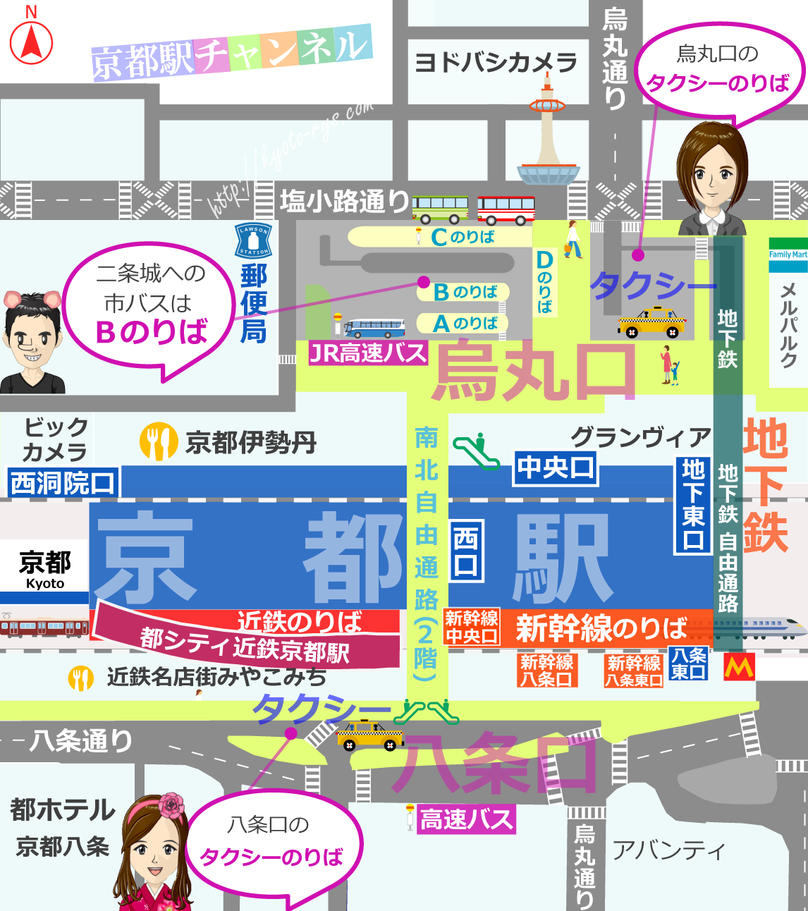 京都駅のバスのりばマップ