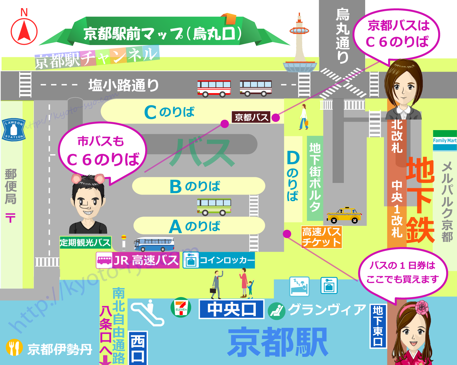 京都駅バスのりばマップ