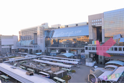 京都駅の南北自由通路の烏丸口の入口