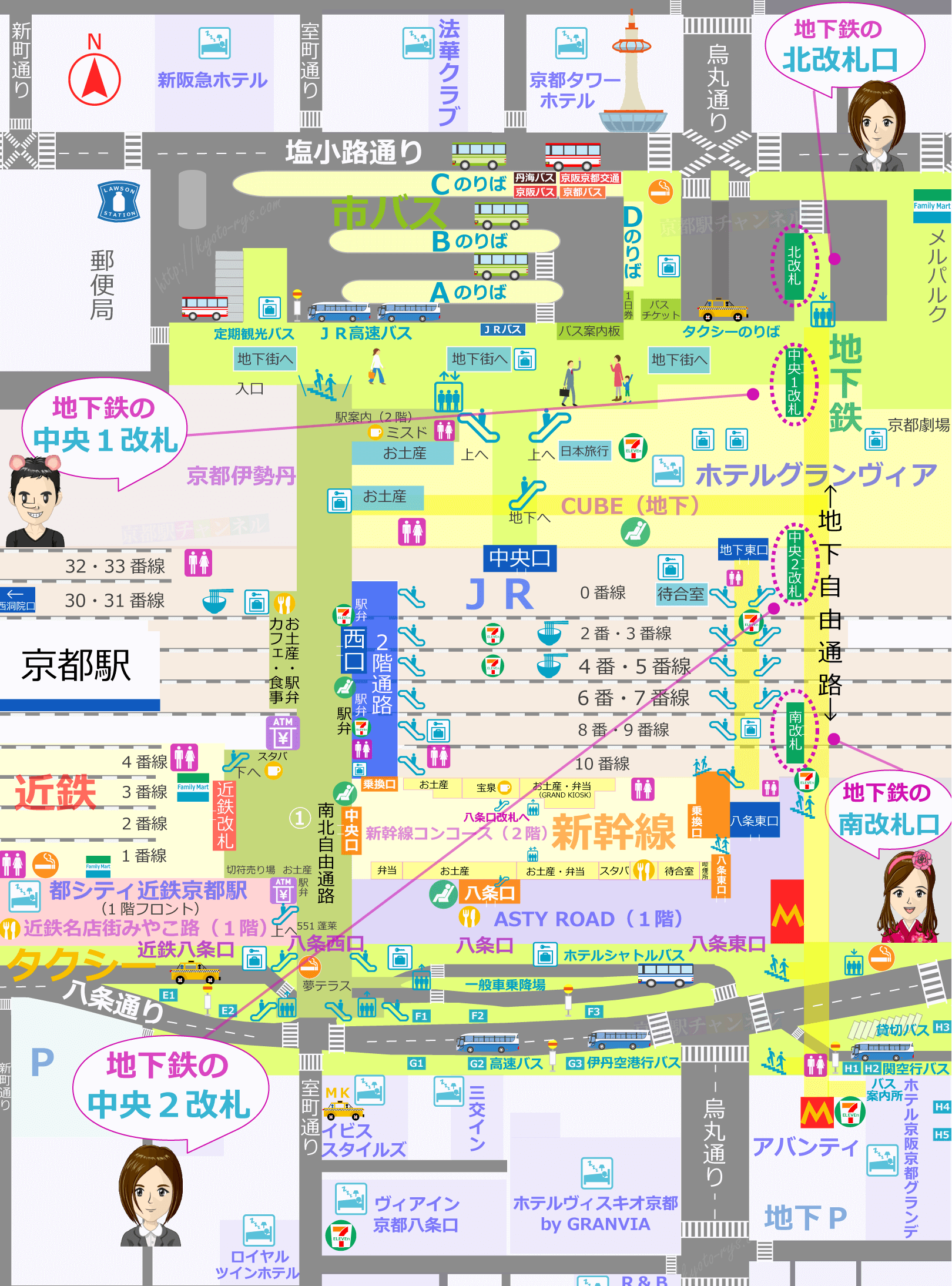 京都駅の詳細マップ