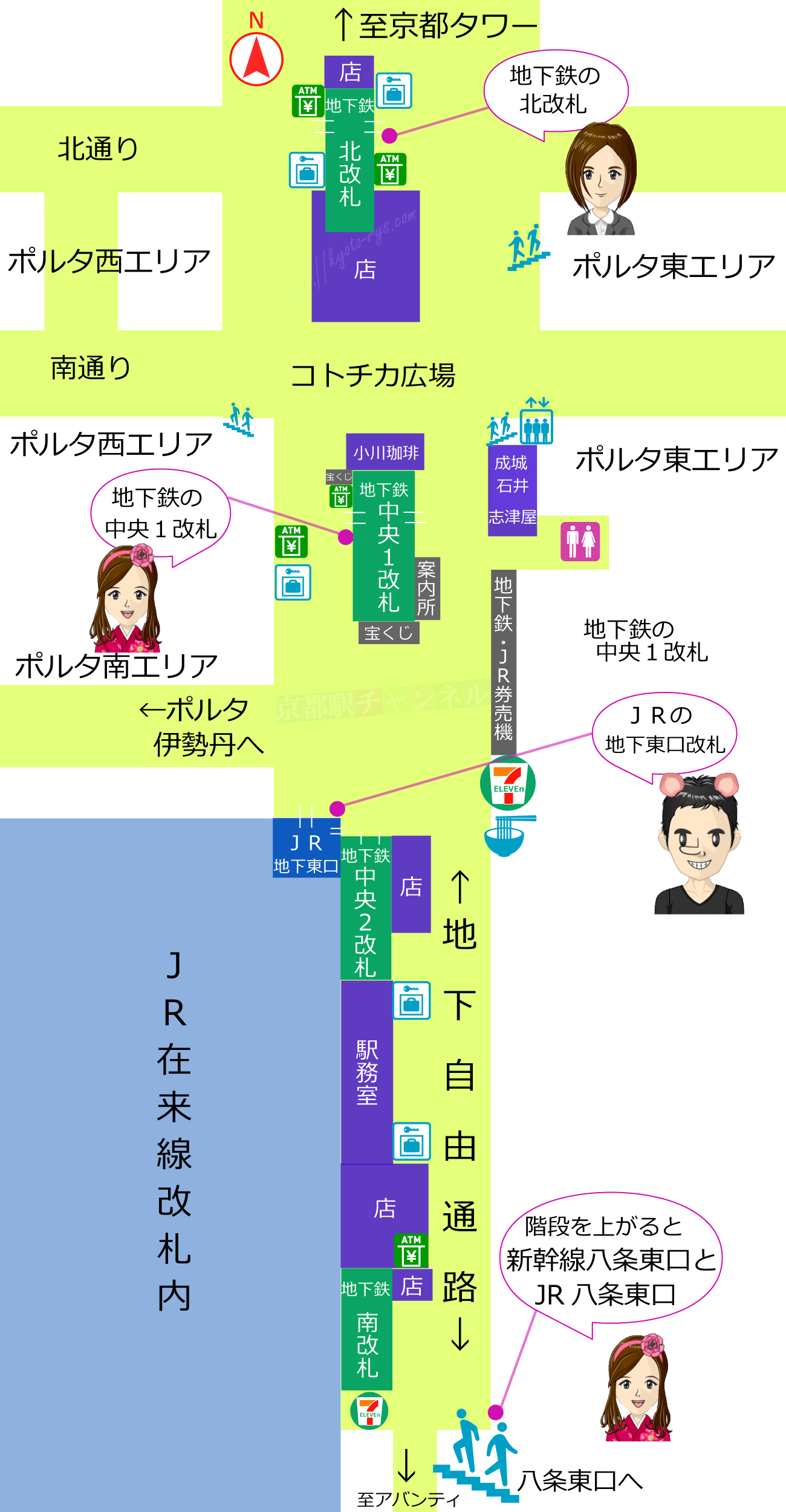 地下鉄京都駅のマップ