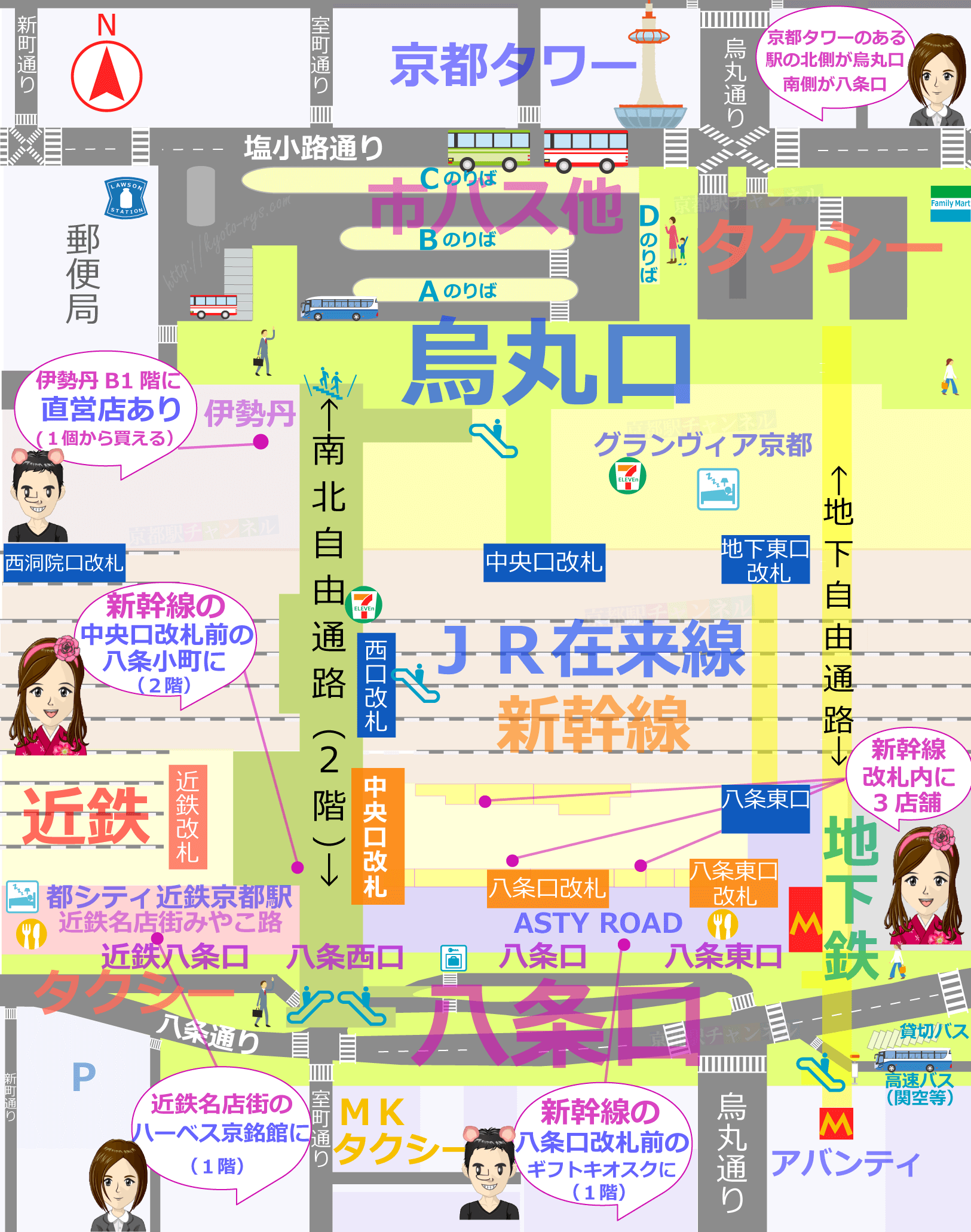 京都駅の阿闍梨餅の販売マップ