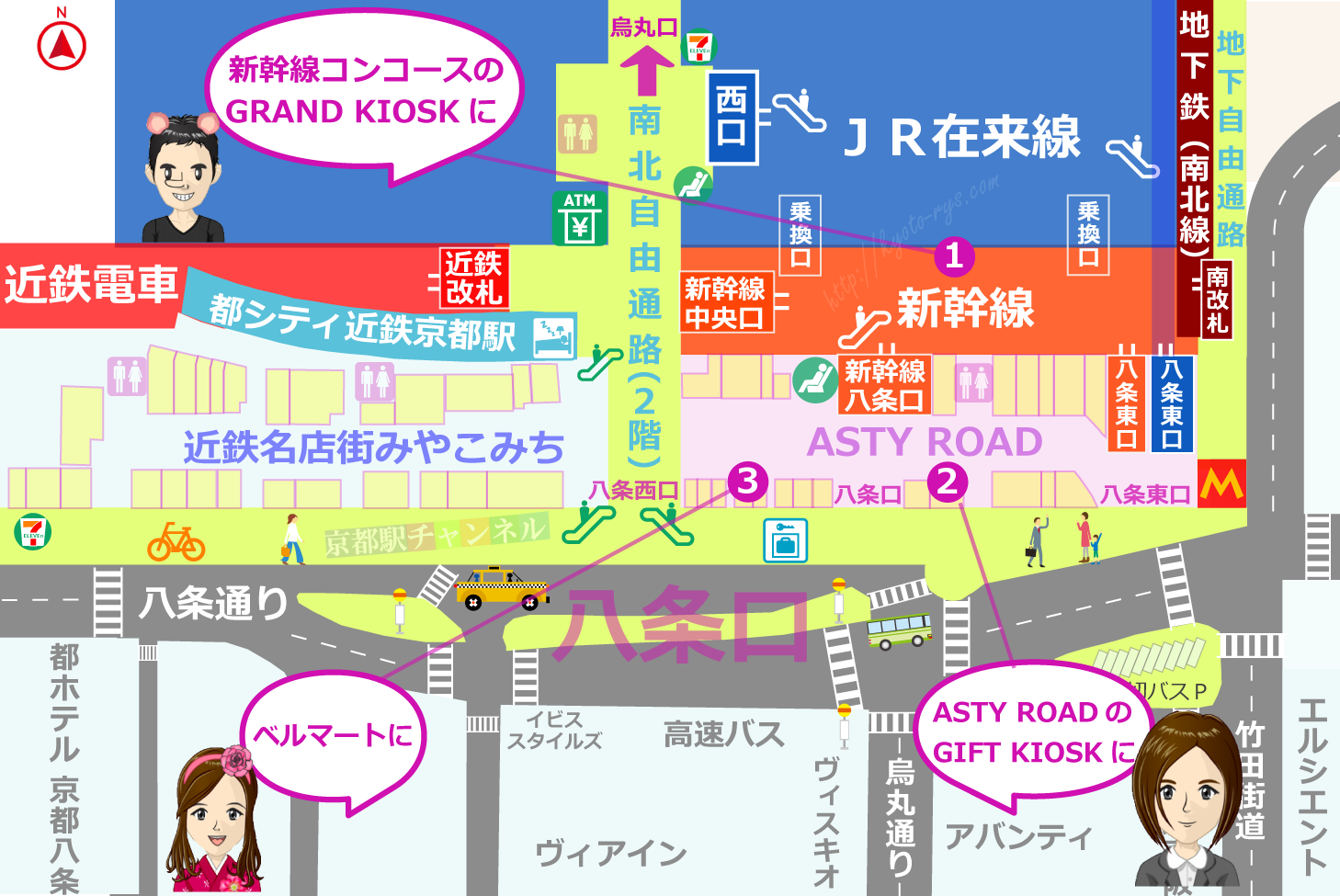 京都駅の草わらびもち販売マップ